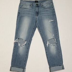 Just Black Light Blue Distressed Cropped Jeans